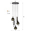 WoonStijl Hanglamp Sfera Tricolore getrapt 5-lichts Sienna bruin