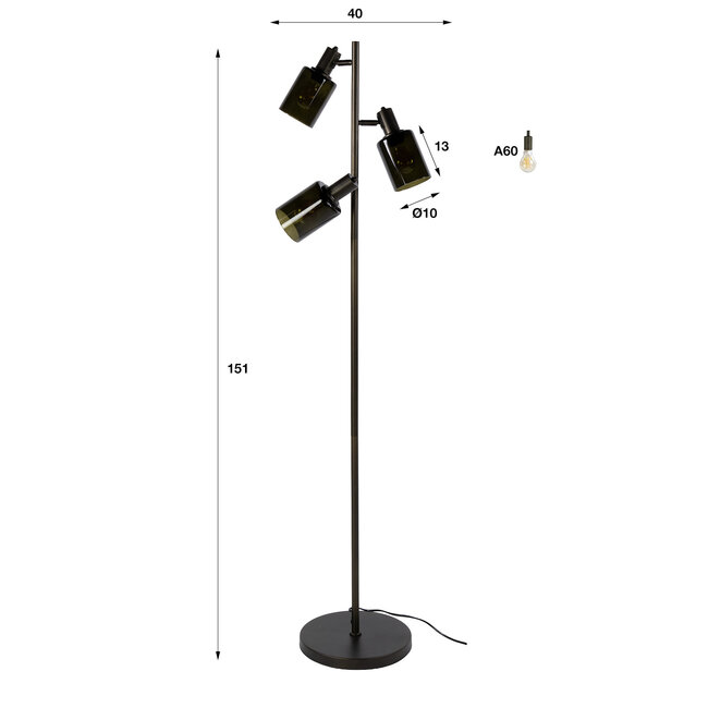 WoonStijl Vloerlamp Sepiora 3-lichts Sienna bruin