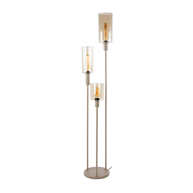 WoonStijl Vloerlamp 3L getrapt Sepiora Beige