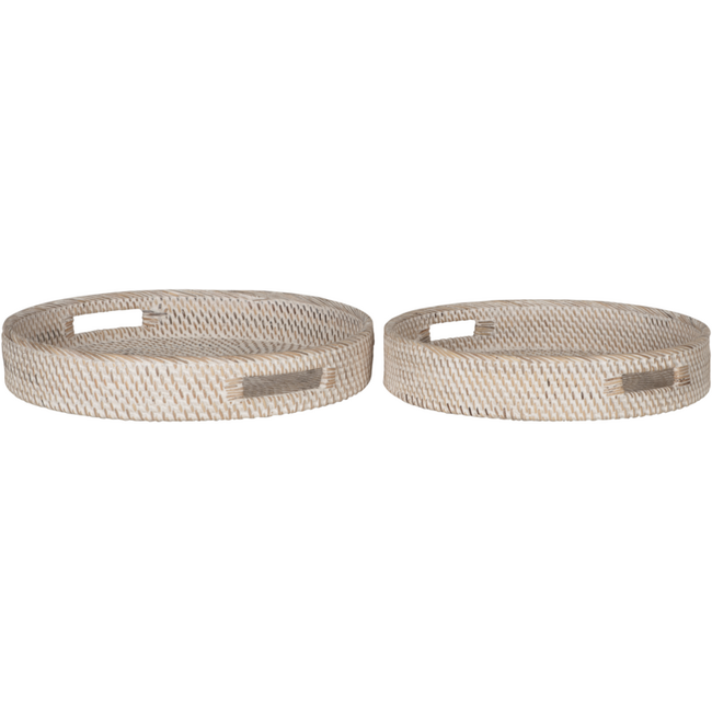 MUST Living Dienblad Rond Rattan Saint Barths – set van 2