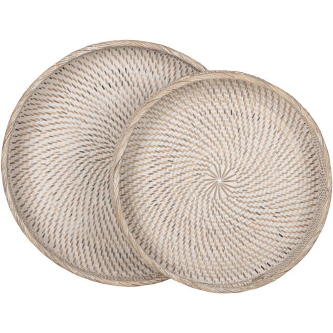 MUST Living Dienblad Rond Rattan Saint Barths – set van 2