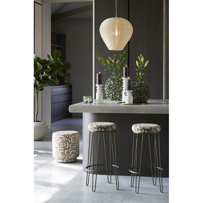 Light en Living Barkruk Ø41x73 cm ALICE groen-grijs+beige+bruin-brons