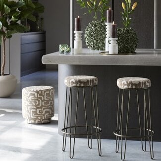 Light en Living Barkruk Ø41x73 cm ALICE groen-grijs+beige+bruin-brons