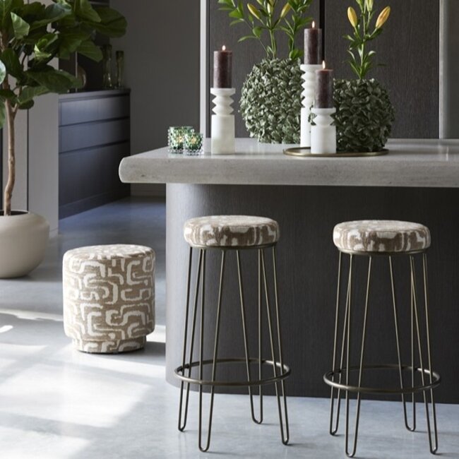 Light en Living Barkruk Ø41x73 cm ALICE groen-grijs+beige+bruin-brons