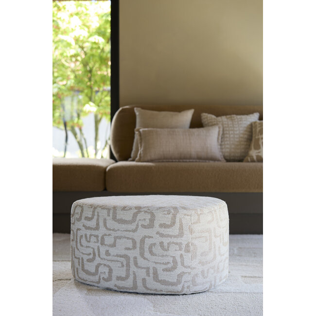 Light en Living Poef 68x68x35 cm LIBERIA beige+zand