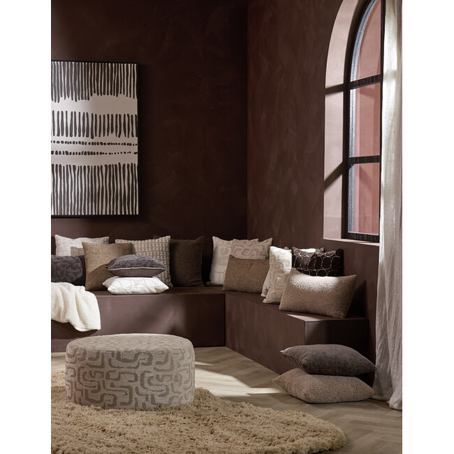 Light en Living Poef 68x68x35 cm LIBERIA beige+zand
