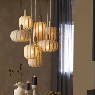 Light en Living Hanglamp 7L Ø53x104 cm TUFIA linnen naturel