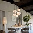Light en Living Hanglamp 5L Ø76x140 cm HUXI houtprint donkerbruin + linnen crème