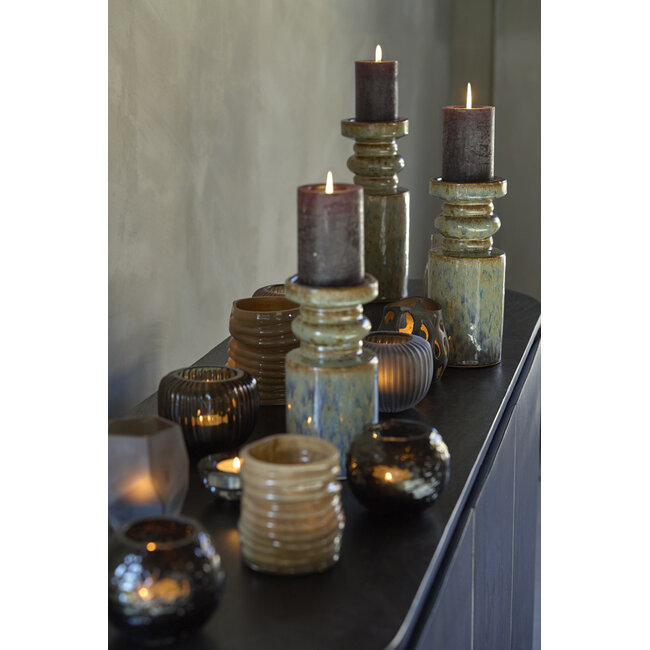 Light en Living Kandelaar Ø10,5x25 cm CEROU keramiek denim blauw-bruin