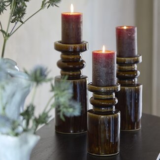 Light en Living Kandelaar Ø10x20,5 cm CEROU keramiek donker bruin