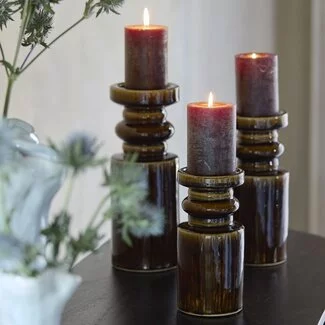Light en Living Kandelaar Ø11,5x29,5 cm CEROU keramiek donker bruin