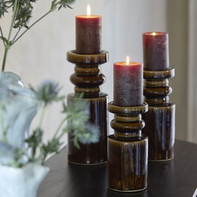 Light en Living Kandelaar Ø11,5x29,5 cm CEROU keramiek donker bruin