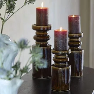 Light en Living Kandelaar Ø10,5x25 cm CEROU keramiek donker bruin