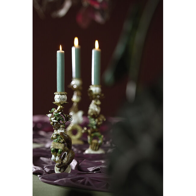 Light en Living Kandelaar Ø10x30,5 cm SANTA groen+goud
