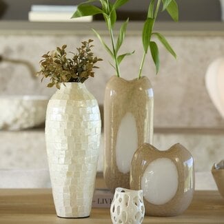 Light en Living Vaas 19,5x14x21,5 cm SYLMA glas beige+crème