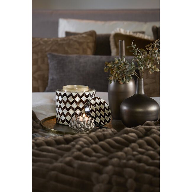 Light en Living Vaas deco Ø16x16 cm OLITE bamboo creme + donkerbruin