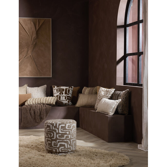 Light en Living Poef Ø40x44 cm DAVONTE groen-grijs+beige