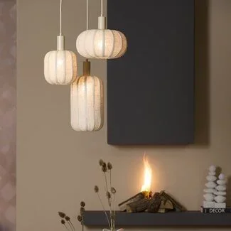 Light en Living Hanglamp 3L Ø38x34 cm TUFIA linnen naturel