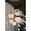 Light en Living Hanglamp 5L Ø76x140 cm HUXI houtprint donkerbruin + linnen crème