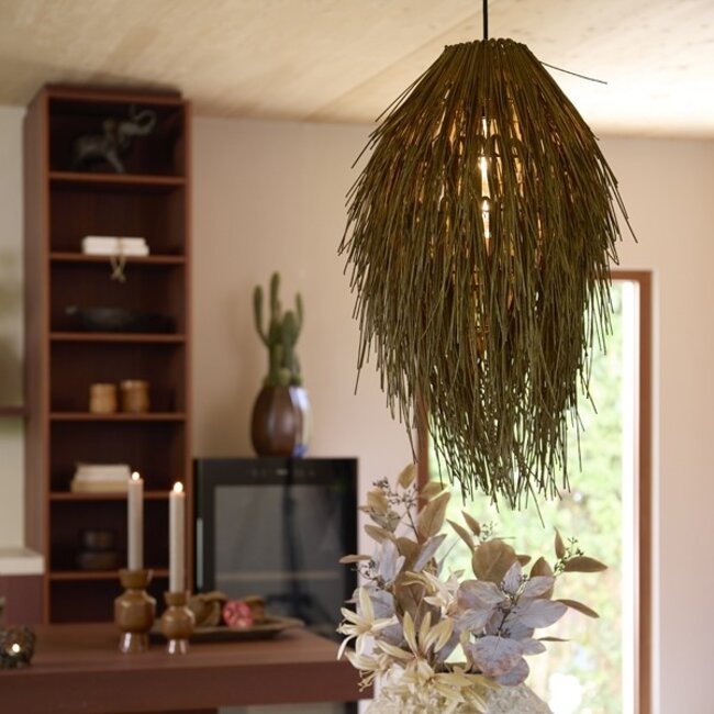 Light en Living Hanglamp Ø45x60 cm ARISCO rotan donker bruin