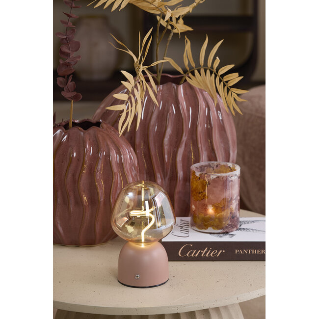 Light en Living Tafellamp LED Ø12,5x19,5 cm VAZYR terra+glas amber