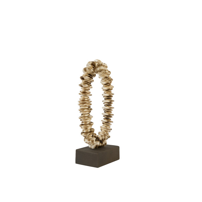 Light en Living Ornament op voet 10x22x40 cm RING creme bruin + bruin