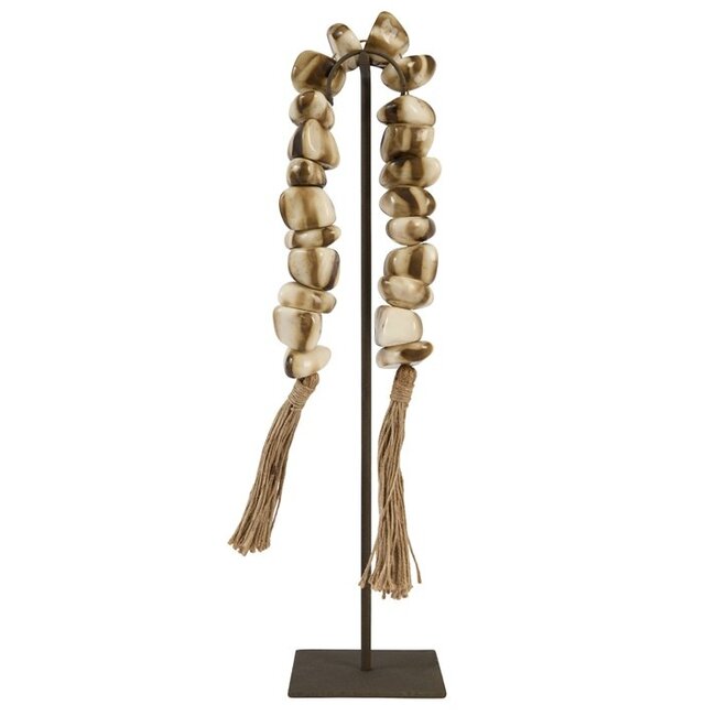 Light en Living Ornament op voet 12,5x12,5x50 cm CURTANI creme-bruin+bruin