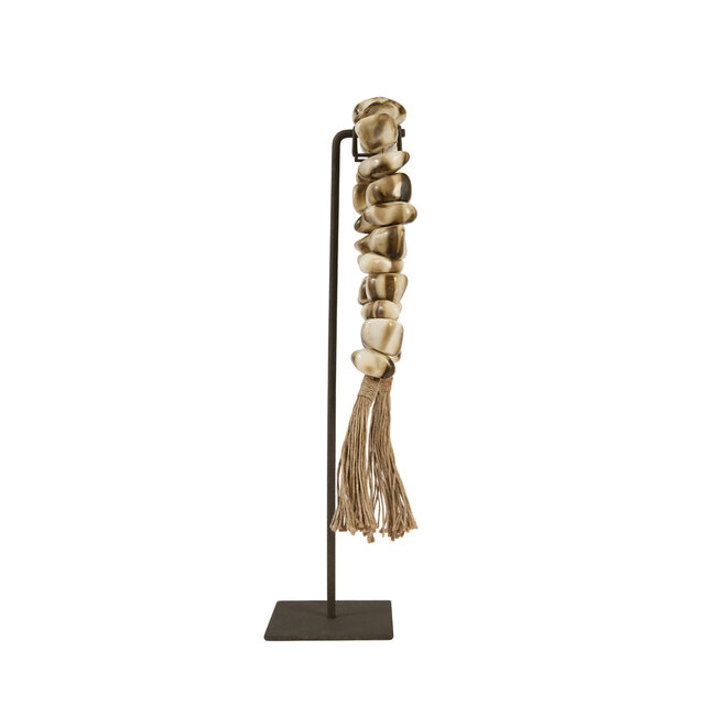 Light en Living Ornament op voet 12,5x12,5x50 cm CURTANI creme-bruin+bruin