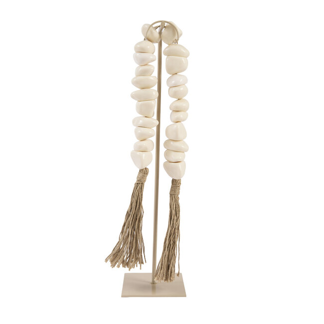 Light en Living Ornament op voet 12,5x12,5x50 cm CURTANI creme + zand