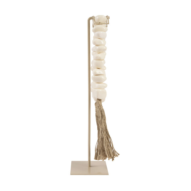 Light en Living Ornament op voet 12,5x12,5x50 cm CURTANI creme + zand