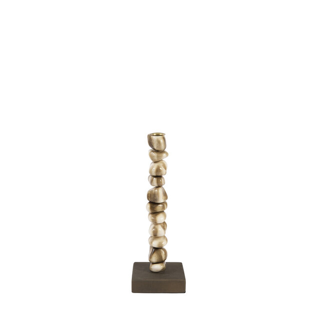 Light en Living Kandelaar10x10x27 cm OMINA creme-bruin+bruin