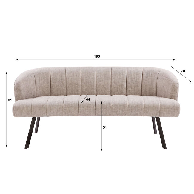 WoonStijl Eetkamerbank Oval Hoven zand - Frame bruin
