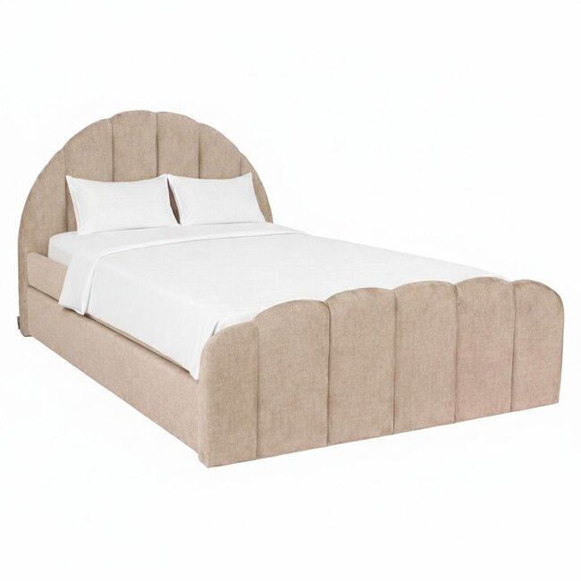 Richmond Interiors  Bed Pixie clay chenille 120x200 met uitschuifbed
