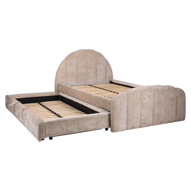 Richmond Interiors  Bed Pixie clay chenille 120x200 met uitschuifbed