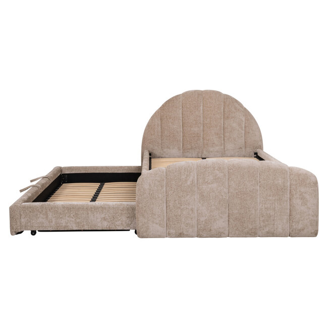 Richmond Interiors  Bed Pixie clay chenille 120x200 met uitschuifbed