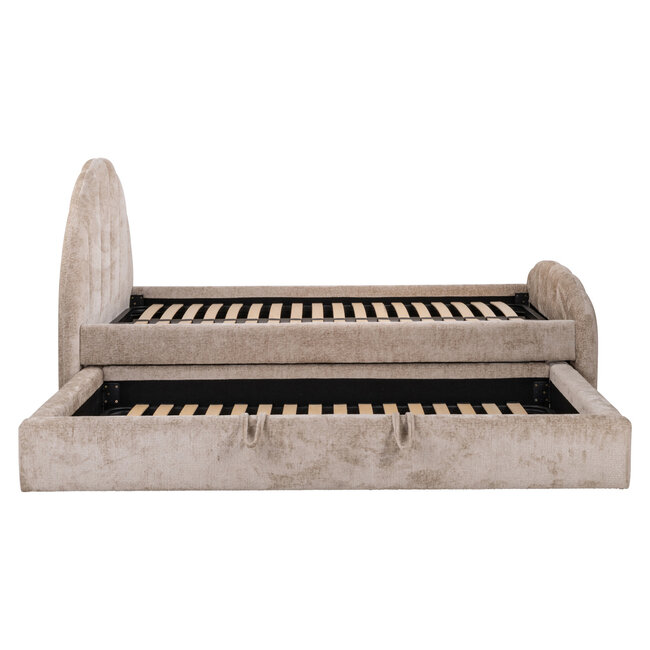 Richmond Interiors  Bed Pixie clay chenille 120x200 met uitschuifbed