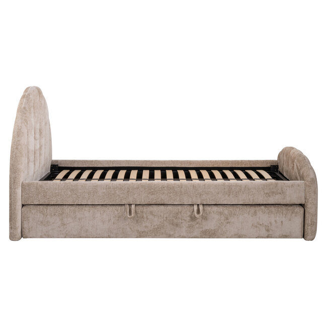 Richmond Interiors  Bed Pixie clay chenille 120x200 met uitschuifbed