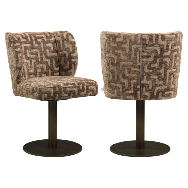 Richmond Interiors  Eetkamerstoel Fiona bruin labyrinth draaistoel