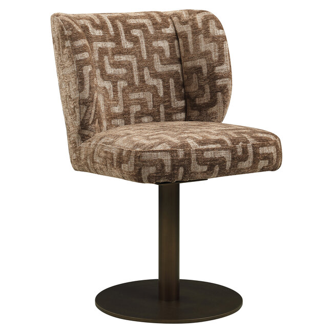 Richmond Interiors  Eetkamerstoel Fiona bruin labyrinth draaistoel