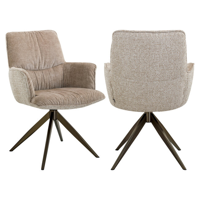 Richmond Interiors  Eetkamerstoel Chase creme blockweave draaistoel