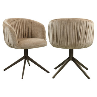 Richmond Interiors  Eetkamerstoel Cassi zand soft draaistoel