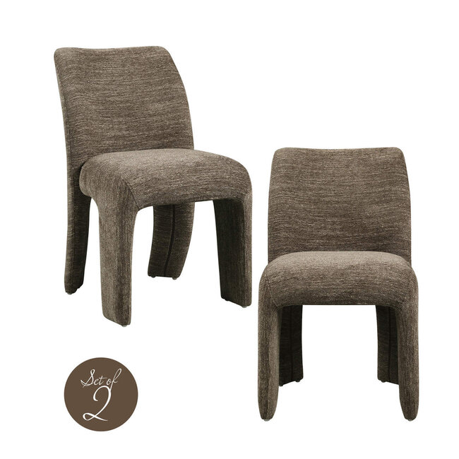 Richmond Interiors  Eetkamerstoel Maya bruin softweave – Set of 2