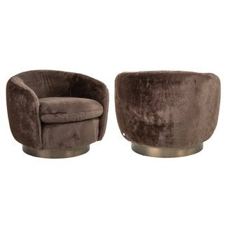 Richmond Interiors  Lounge stoel Colmar chocolade fluffy draaistoel