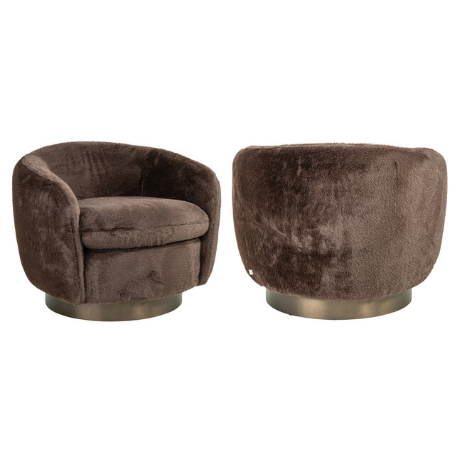 Richmond Interiors  Lounge stoel Colmar chocolade fluffy draaistoel