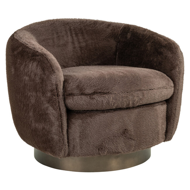 Richmond Interiors  Lounge stoel Colmar chocolade fluffy draaistoel