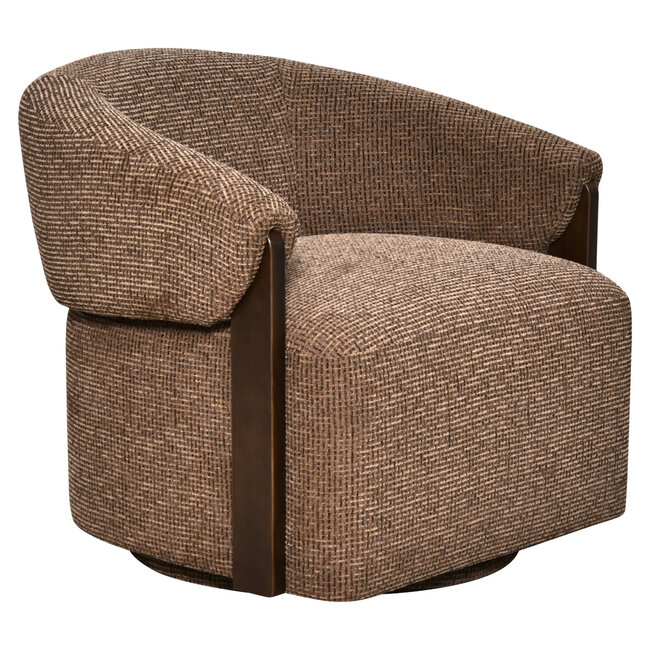 Richmond Interiors  Lounge stoel Marina bruin blockweave draaistoel