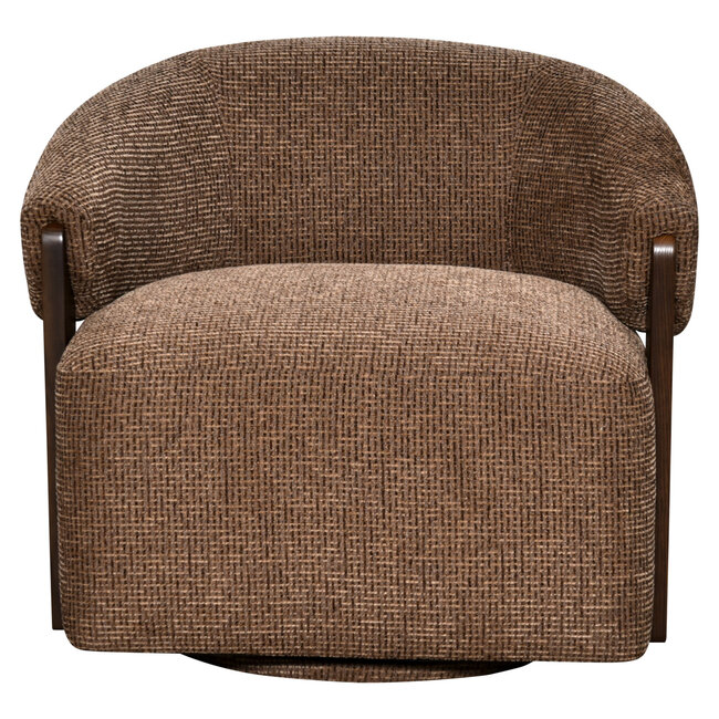 Richmond Interiors  Lounge stoel Marina bruin blockweave draaistoel