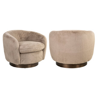 Richmond Interiors  Lounge stoel Colmar khaki fluffy draaistoel