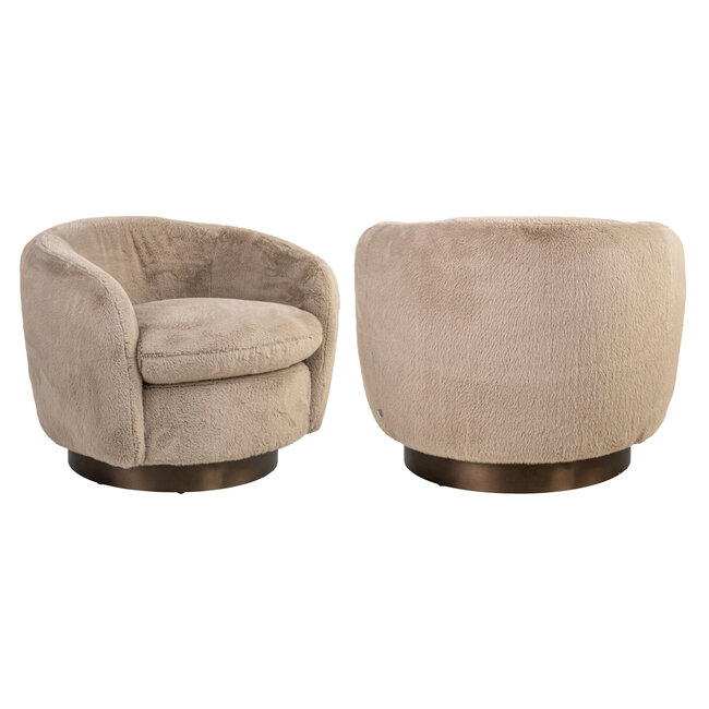 Richmond Interiors  Lounge stoel Colmar khaki fluffy draaistoel