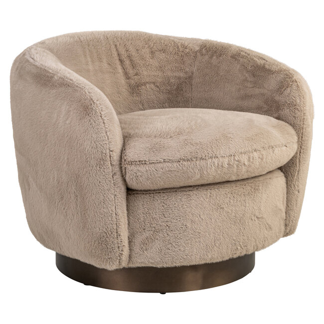 Richmond Interiors  Lounge stoel Colmar khaki fluffy draaistoel